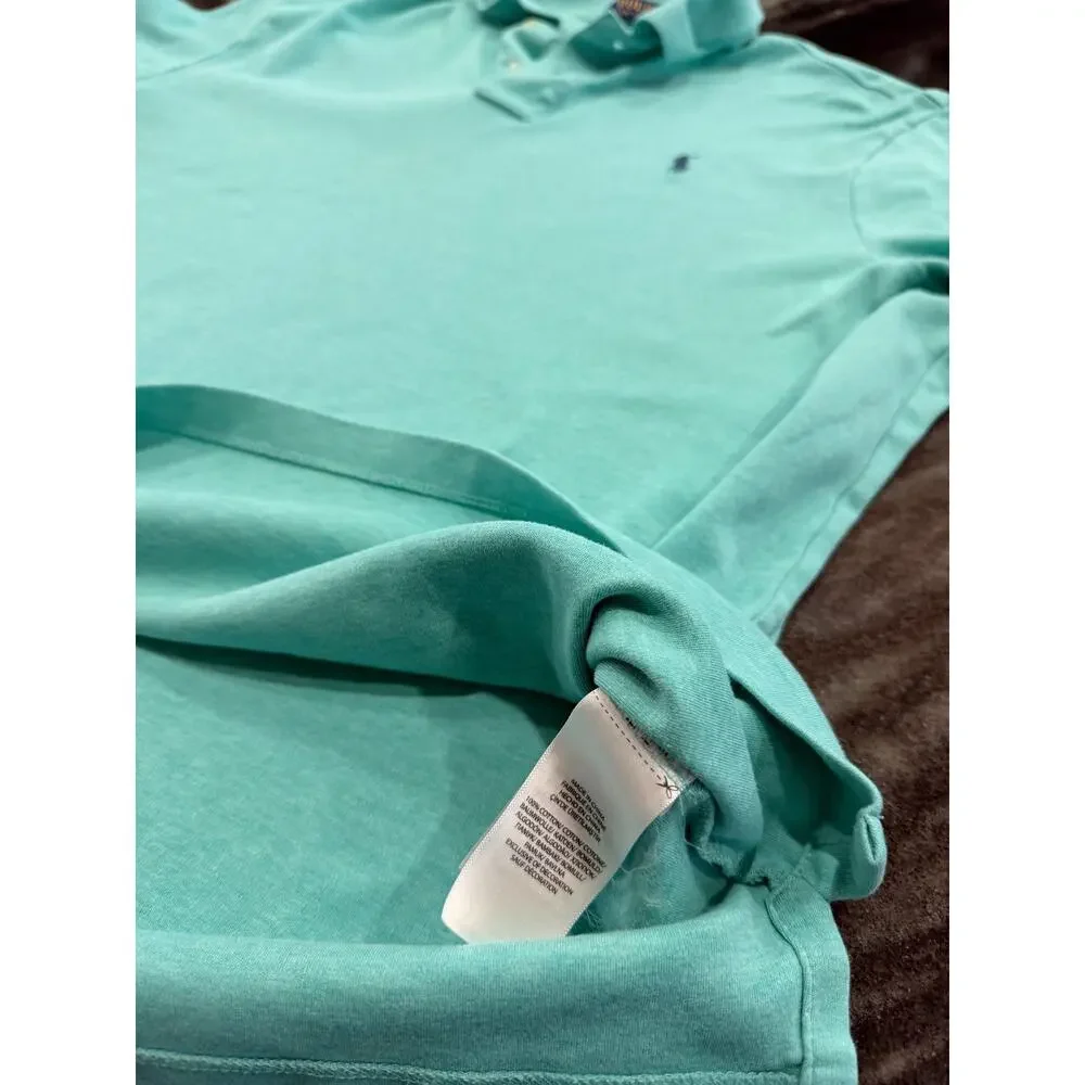 Polo Ralph Lauren Polo Shirt Mens XL Aqua Blue Cotton Pony Logo Short Sleeve